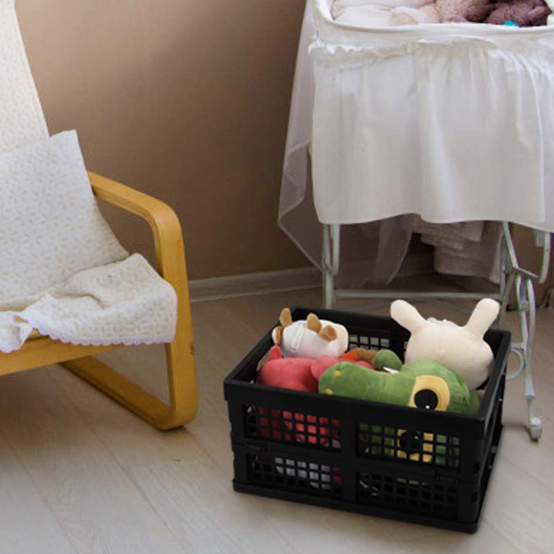 Utiao 16 Quart Collapsible Storage Crates 3 Packs, Black Folding Storage Bin Plastic Milk Crate - Image 4